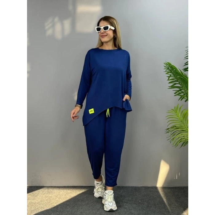 Kadın Iki Iplik Viskon Pamuk Kumaş Arma Detaylı Ikili Takım