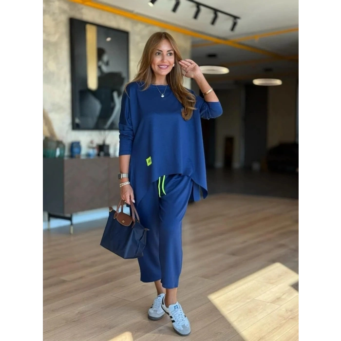 Kadın Iki Iplik Viskon Pamuk Kumaş Arma Detaylı Ikili Takım