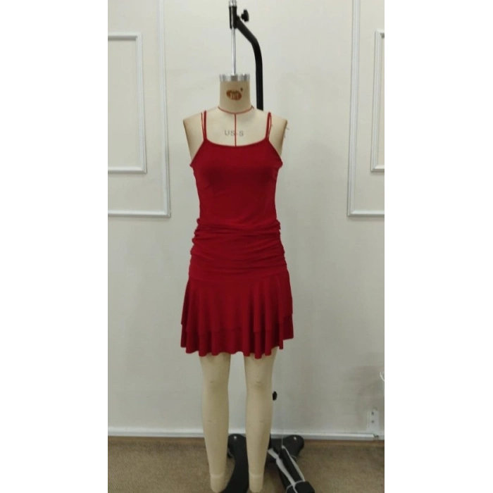 Kadın Ip Askılı Yuvarlak Yaka Büzgülü Kısa Sandy Elbise