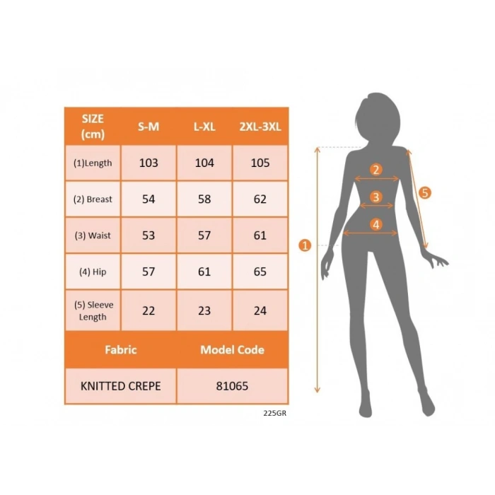 Kadın Kısa Kollu Bisiklet Yaka Desenli Kuşaklı örme Krep Midi Elbise