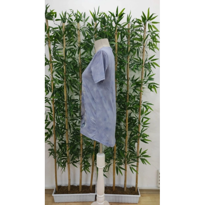 Kadın Kısa Kollu Bisiklet Yaka Mitolojik At Figür Baskılı Salaş Süprem Bluz