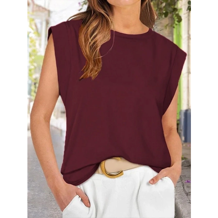 Kadın Kısa Kollu Bisiklet Yaka Viskon Bluz