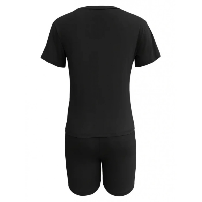 Kadın Kısa Kollu çapa Baskılı Viskon Ikili Takım