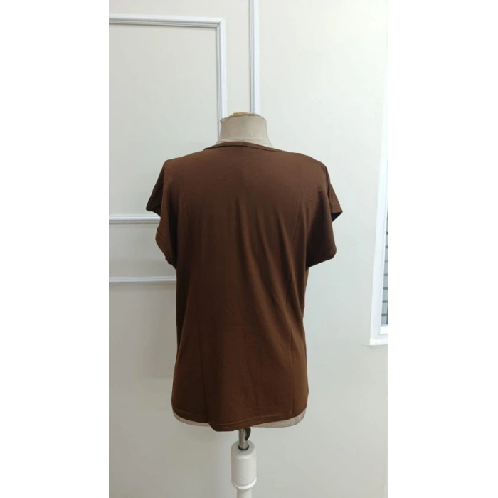 Kadın Kısa Kollu Degaje Yakalı Viskon Bluz