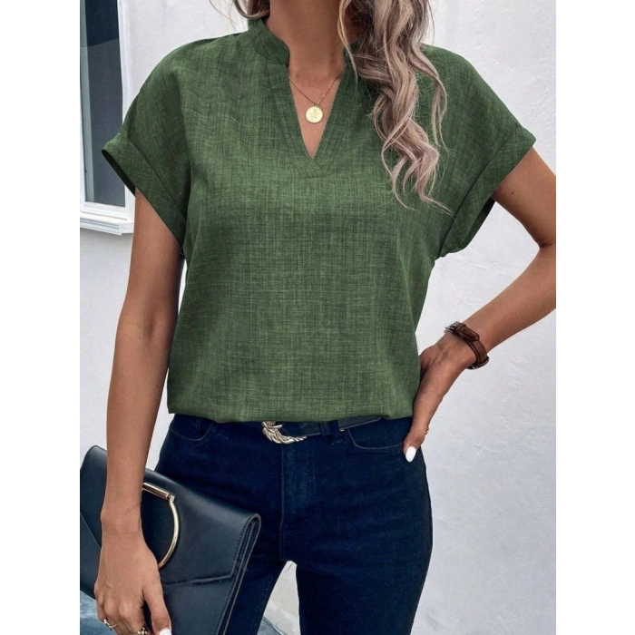 Kadın Kısa Kollu Hakim Yaka Sofya Bluz