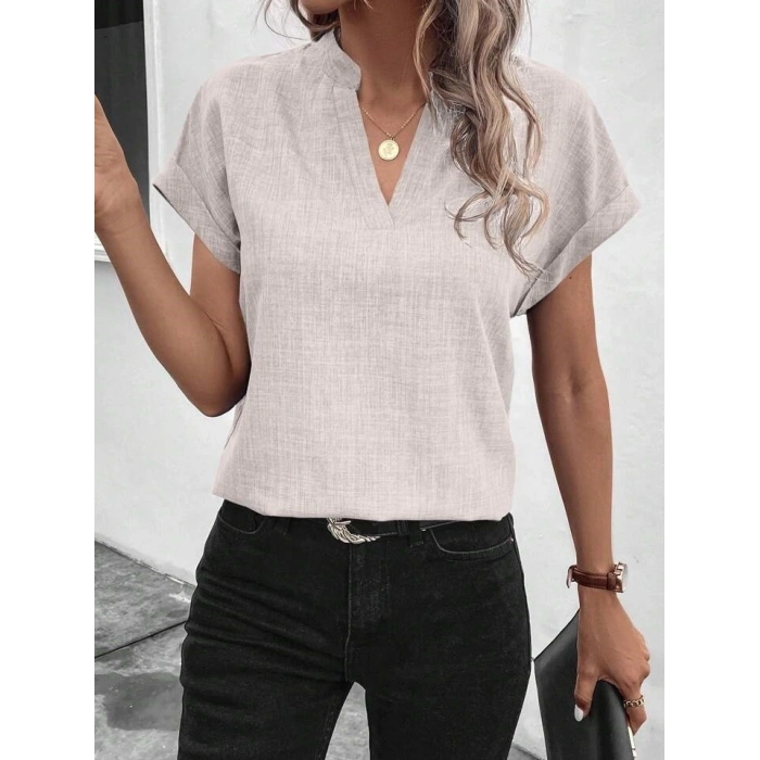 Kadın Kısa Kollu Hakim Yaka Sofya Bluz