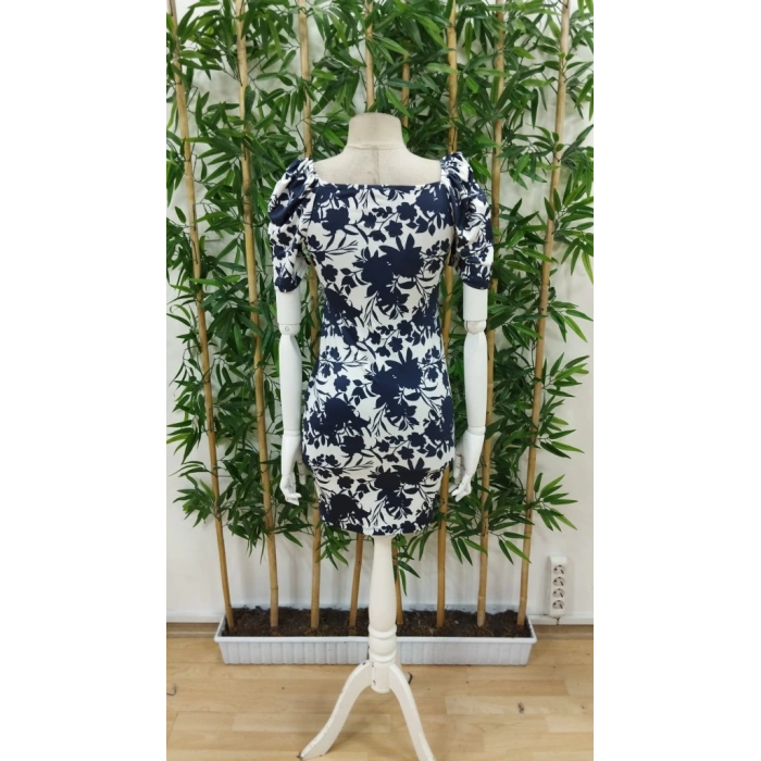 Kadın Kısa Kollu Kruvaze Yakalı çiçek Baskılı Süprem Elbise