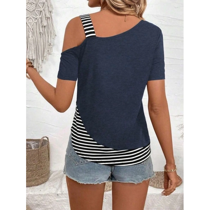 Kadın Kısa Kollu Omuzdan Askılı Viskon Bluz