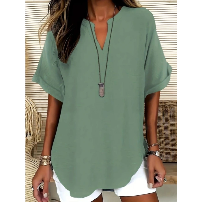 Kadın Kısa Kollu V Yakalı Aerobin Bluz
