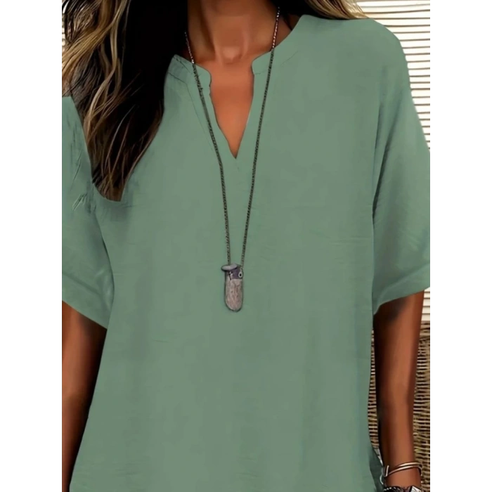 Kadın Kısa Kollu V Yakalı Aerobin Bluz