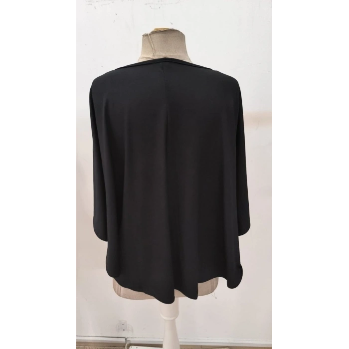 Kadın Kısa Kollu V Yakalı Salaş Viskon Bluz