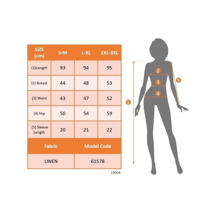 Kadın Kısa Kollu Yakası Açık Fermuarlı Cep Detaylı Ithal Keten Elbise