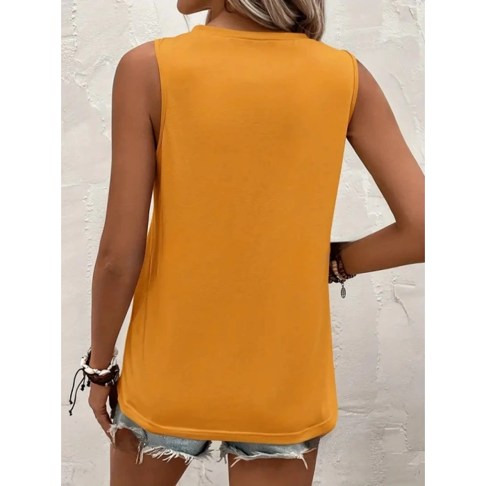 Kadın Kolsuz Bisiklet Yaka önden şerit Detaylı Viskon Bluz