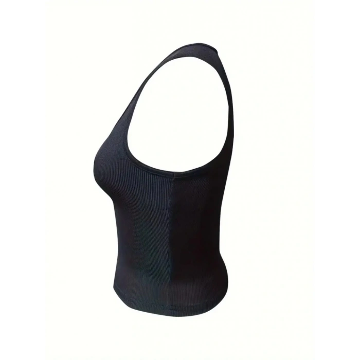 Kadın Kolsuz V Yakalı Kaşkorse Bluz