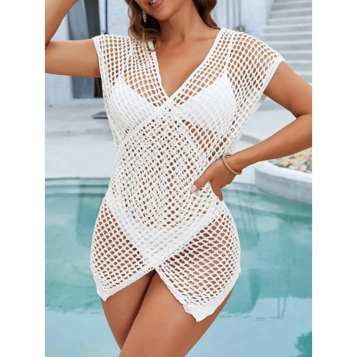 Kadın Kruvaze Detay Ajurlu Triko Pareo