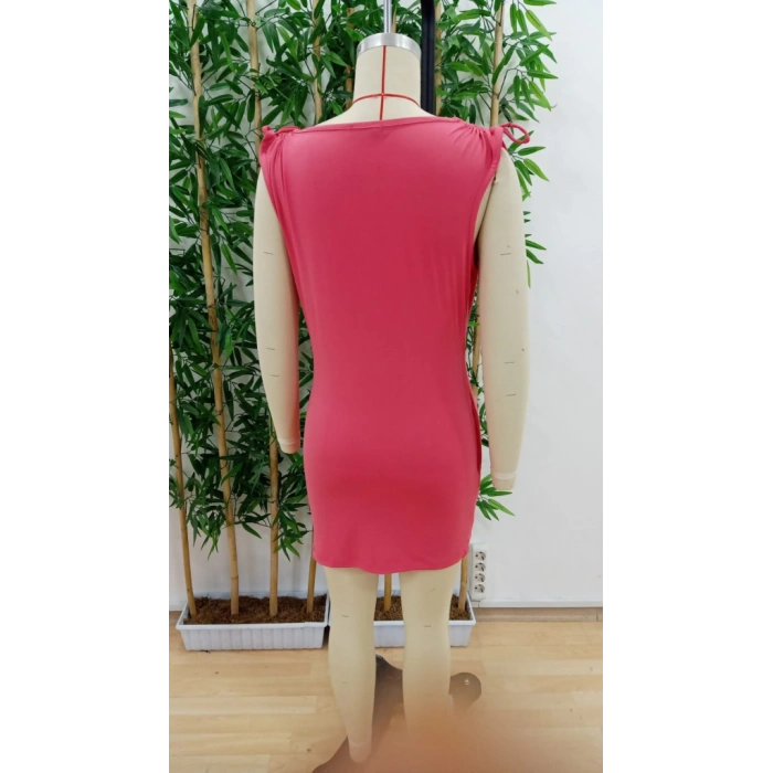 Kadın Kruvaze Yaka Büzgü Ve Aksesuar Detay Sandy Mini Elbise