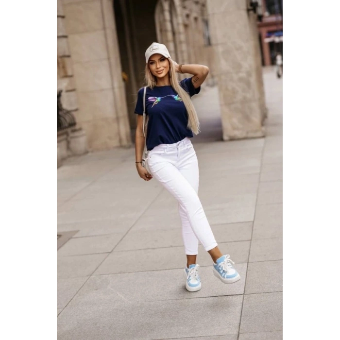 Kadın Kuş Desenli Süprem T-shirt