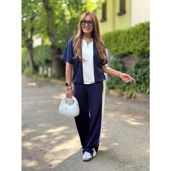 Kadın Modal Kumaş Yakası Fermuarlı şerit Detaylı Takım