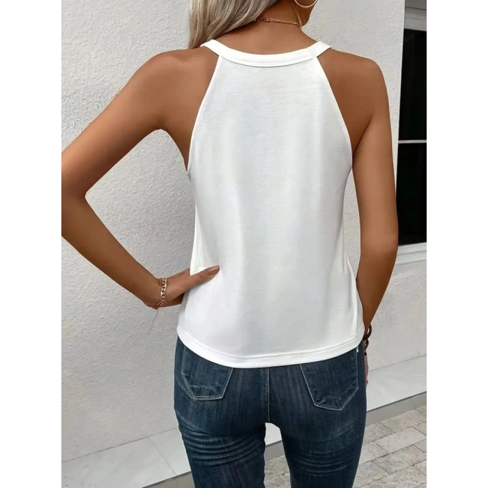 Kadın Omuzlardan Açık Boyundan Askılı Kalp Baskılı Viskon Bluz