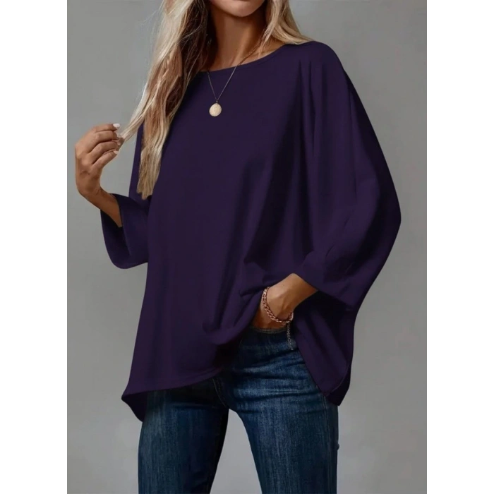 Kadın Truvakar Kollu Bisiklet Yaka Viskon Bluz