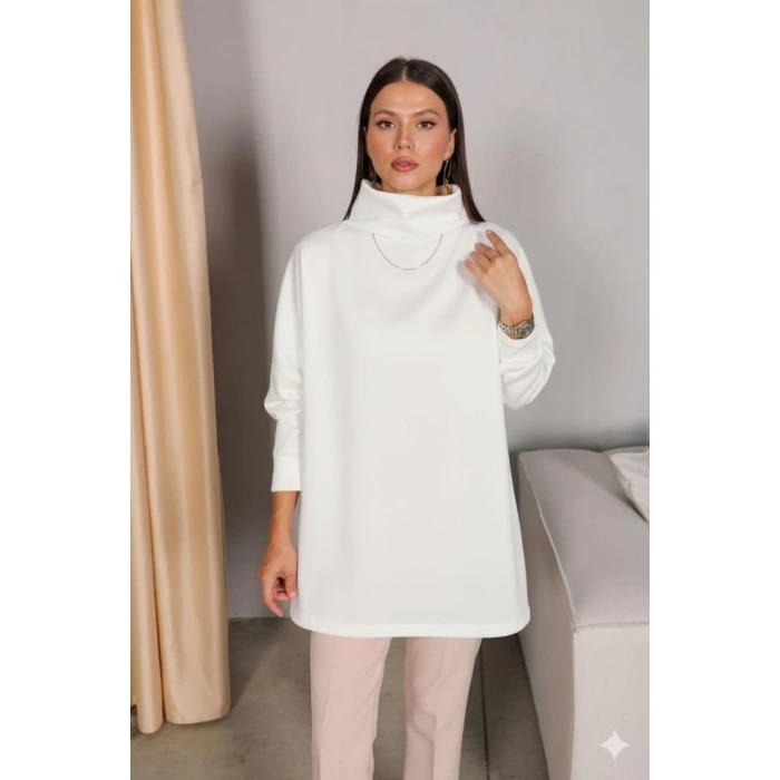 Kadın Uzun Kollu Balıkçı Yaka Scuba Tunik