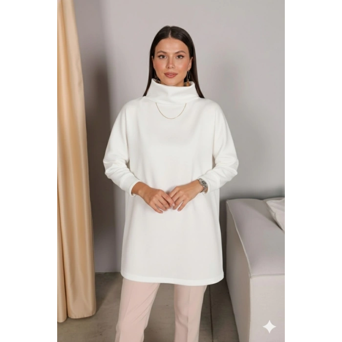 Kadın Uzun Kollu Balıkçı Yaka Scuba Tunik