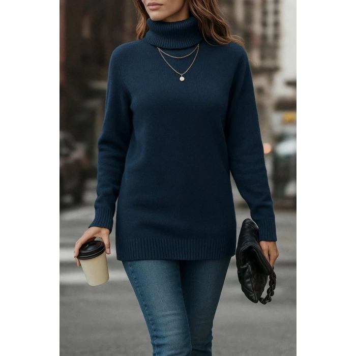 Kadın Uzun Kollu Balıkçı Yaka Triko Bluz