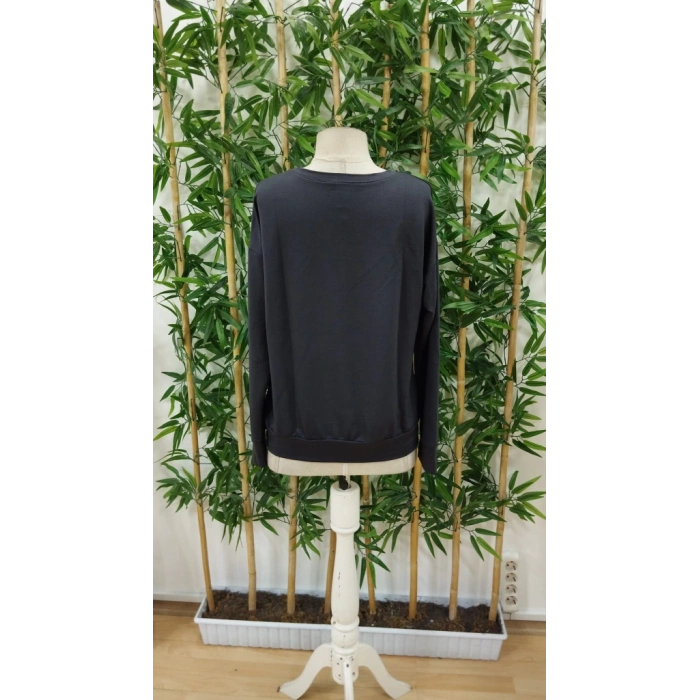 Kadın Uzun Kollu Bisiklet Yaka Desenli Viskon Iki Iplik Bluz