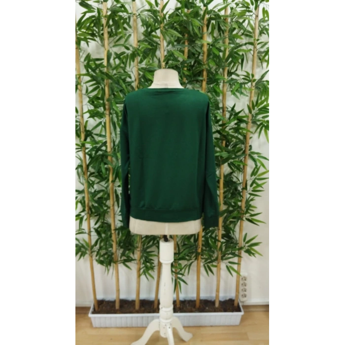 Kadın Uzun Kollu Bisiklet Yaka Desenli Viskon Iki Iplik Bluz