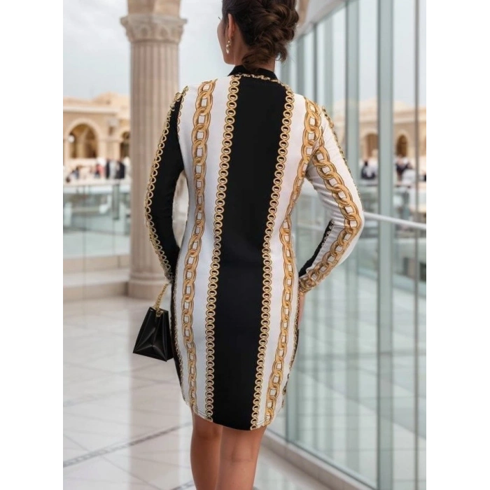 Kadın Uzun Kollu Bisiklet Yaka Scuba Midi Boy Elbise