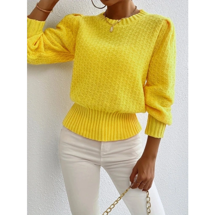 Kadın Uzun Kollu Bisiklet Yaka Triko Bluz