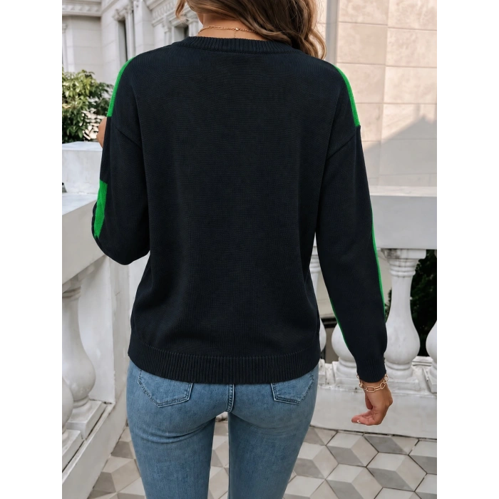 Kadın Uzun Kollu Bisiklet Yaka Triko Bluz