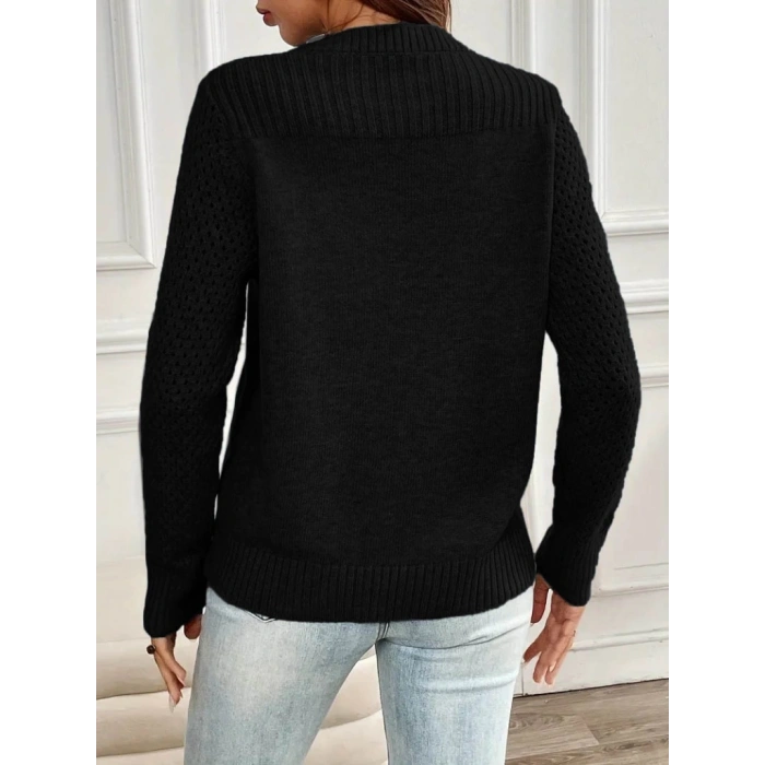 Kadın Uzun Kollu Bisiklet Yaka Triko Bluz