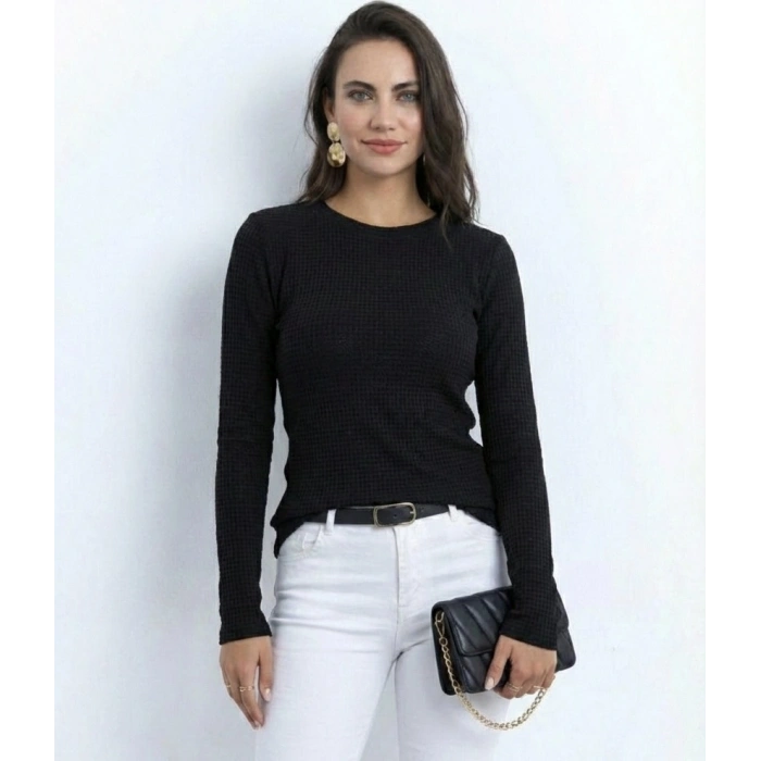 Kadın Uzun Kollu Bisiklet Yaka Triko Kazak