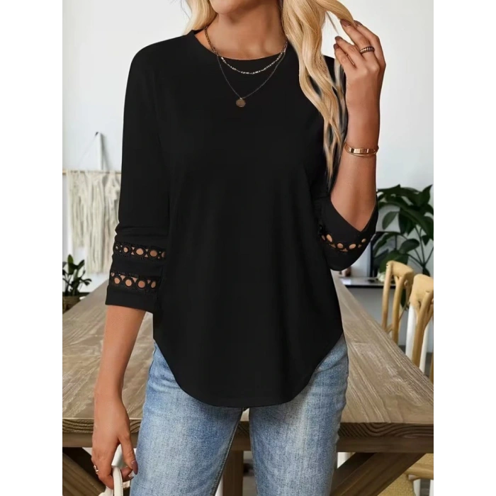 Kadın Uzun Kollu Bisiklet Yaka Truvakar Kollu Viskon Bluz