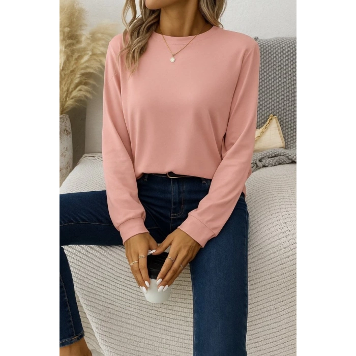 Kadın Uzun Kollu Bisiklet Yaka Viskon Bluz