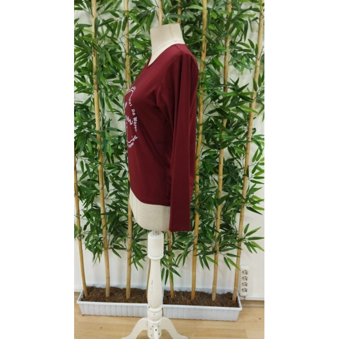 Kadın Uzun Kollu Bisiklet Yakabe Youdesenli Viskon Bluz