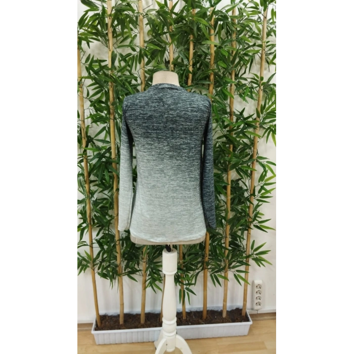 Kadın Uzun Kollu Bisiklet Yakalı Desenli Süprem Bluz