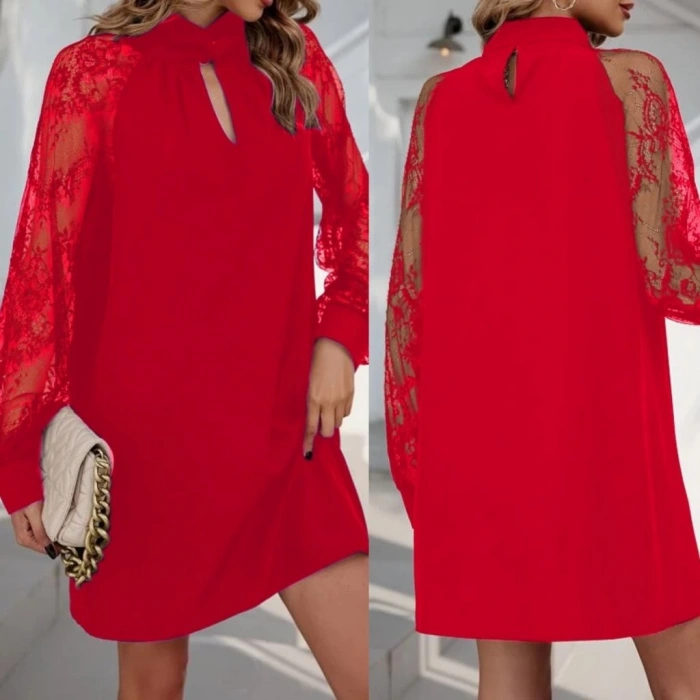 Kadın Uzun Kollu Damla Detaylı Sandy Mini Elbise