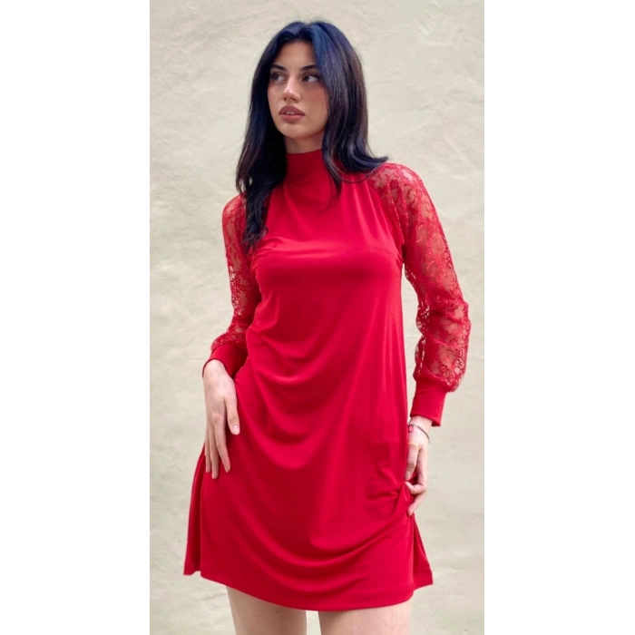 Kadın Uzun Kollu Damla Detaylı Sandy Mini Elbise