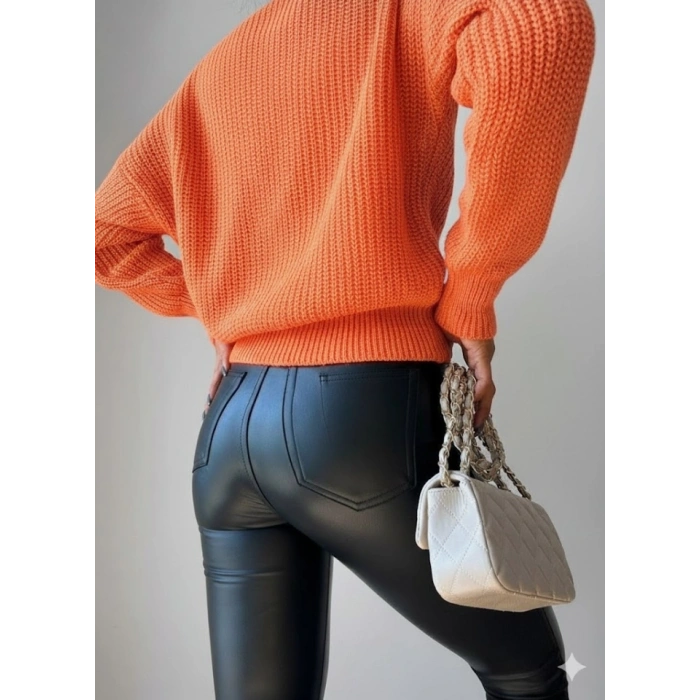 Kadın Uzun Kollu Düğme Detay Triko Bluz