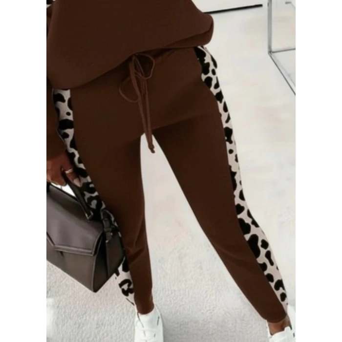 Kadın Uzun Kollu Fermuarlı Karışık Desenli Viskon Iki Iplik Bluz Ve Pantolon Ikili Takım