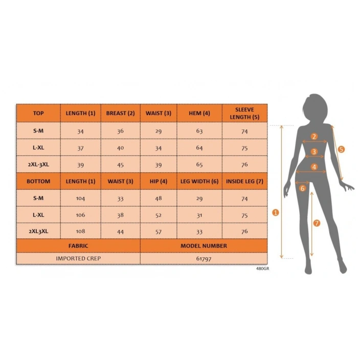 Kadın Uzun Kollu Göğüs Dekolteli Ithal Krep Bluz Ve Pantolon Ikili Takım