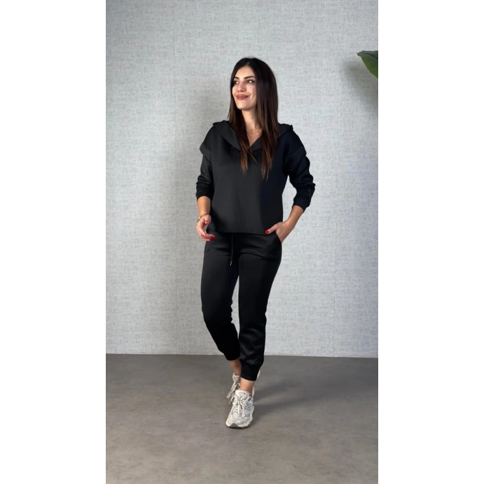 Kadın Uzun Kollu Kapüşonlu Ikili Takım