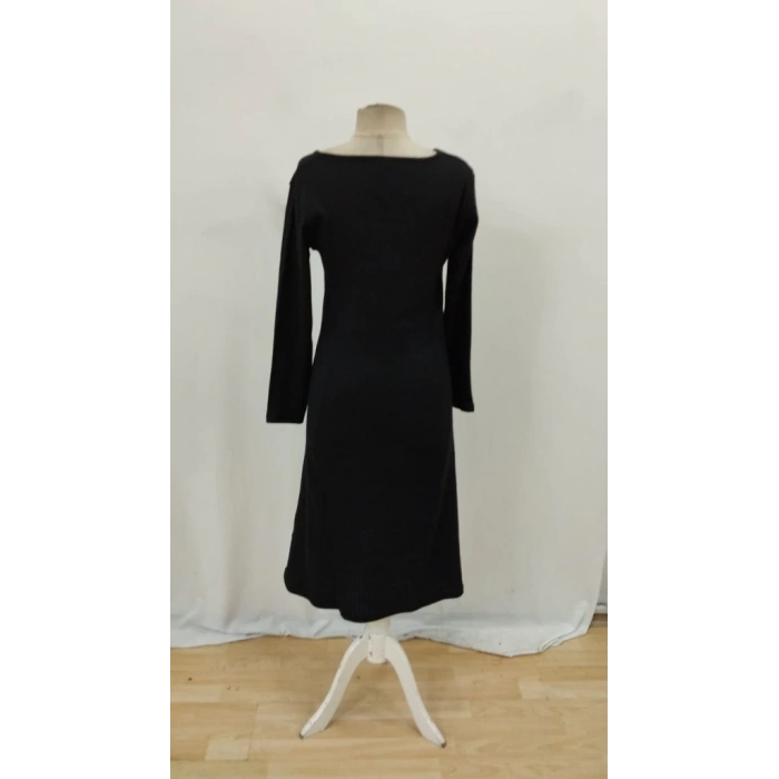 Kadın Uzun Kollu Kare Yaka Midi Kaşkorse Elbise