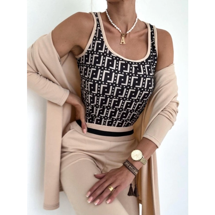 Kadın Uzun Kollu Krep üçlü Takım