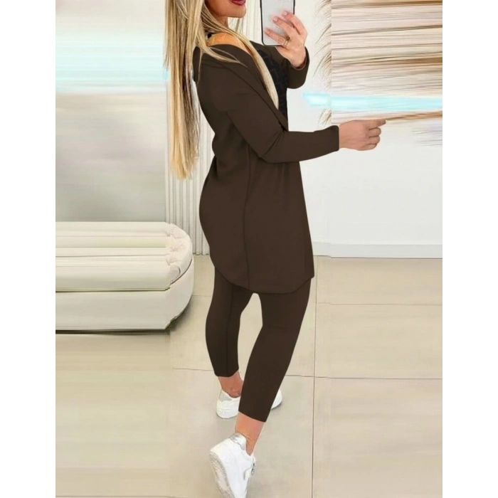 Kadın Uzun Kollu Krep üçlü Takım