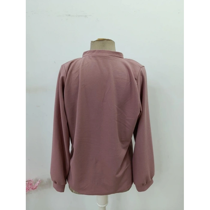 Kadın Uzun Kollu önden Düğmeli Hakim Yaka Ithal Krep Bluz