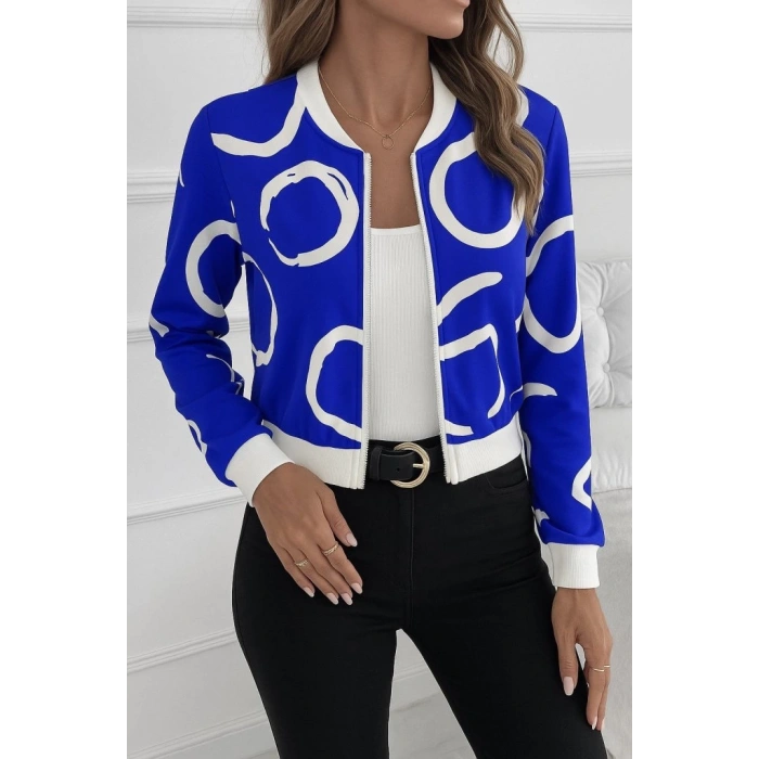 Kadın Uzun Kollu önden Fermuarlı Kısa şardonlu Dalgıç Ceket