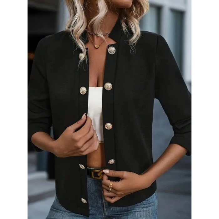 Kadın Uzun Kollu önü Açık Düğmeli Scuba Dalgıç Ceket